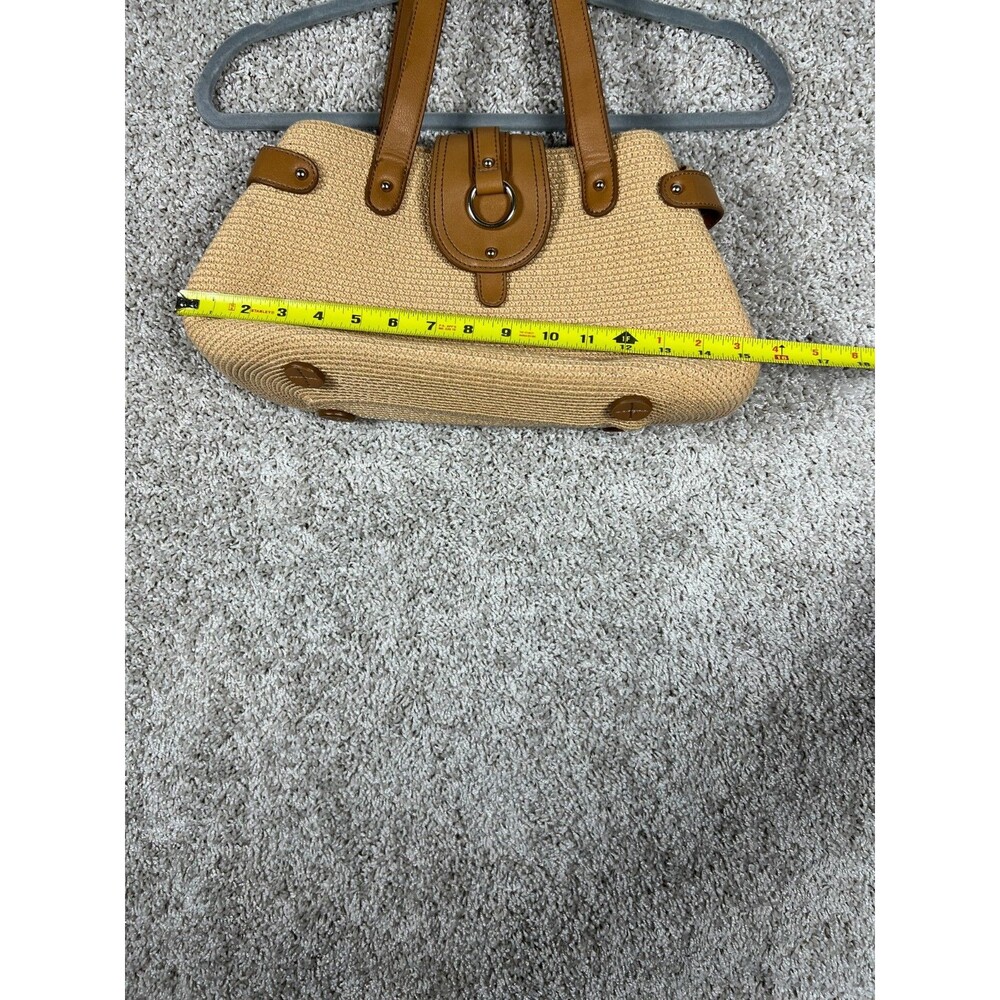 Liz Claiborne Straw Tote Handbag Beige Woven Shoulder Bag Summer Purse - Picture 11 of 11